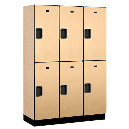 Salsbury Industries 2 Tier Designer Locker, 54"Wx76"Hx18"D, 6 Door, Maple 18-22368MAP